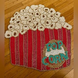 Pink and Red Popcorn Bucket Shaped Beaded Placemat